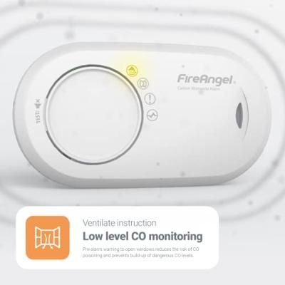 FireAngel FA3820-EUX10 Koolmonoxidemelder Incl. batterij (10 jaar) werkt op batterijen Detectie van Koolmonoxide