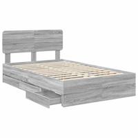 Bedframe met lade Grijze Sonoma 120 x 200 cm Geconstrueerd hout - thumbnail