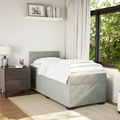 Boxspring met matras fluweel lichtgrijs 120x190 cm