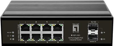 LevelOne IGP-1031 Netwerkschakelaar Gigabit Ethernet (10/100/1000) Power Over Ethernet (PoE)/ 10Port Gigabit PoE DIN-rail, -40 °C tot 75 °C/zwart
