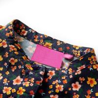 Kinderoverhemd met bandkraag bloemenprint 116 marineblauw - thumbnail