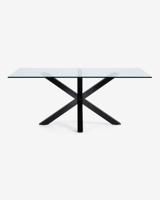 Kave Home Glazen eettafel 'Argo' met zwart onderstel, 200 x 100cm - thumbnail