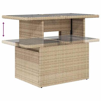 6-delige Loungeset met kussens poly rattan beige