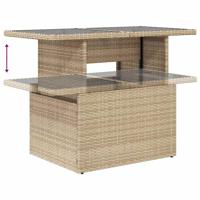 7-delige Loungeset met kussens poly rattan beige - thumbnail