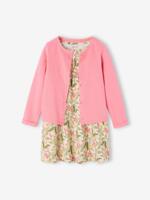 Set jurk + cardigan voor meisje roze, bedrukt - thumbnail