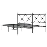 Bedframe met hoofdbord metaal zwart 150x200 cm - thumbnail