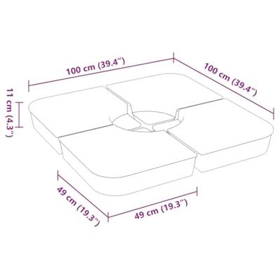 VidaXL 4-delige set parasolvoeten voor kruisvoet parasol 100 kg pp