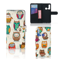 Huawei P20 Lite (2019) Telefoonhoesje met Pasjes Vrolijke Uilen - thumbnail