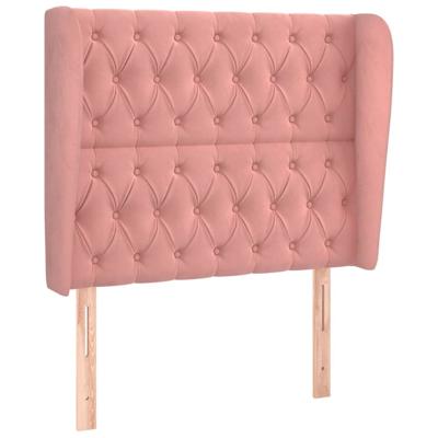 Hoofdbord met randen 103x23x118/128 cm fluweel roze