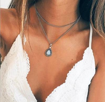 Fashion Retro Water Drop vorm Multi-Layer kristal hanger Necklace(Drops necklace)