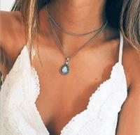 Fashion Retro Water Drop vorm Multi-Layer kristal hanger Necklace(Drops necklace) - thumbnail