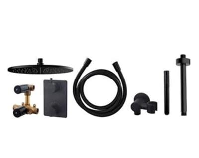 Inbouwthermostaatset Wiesbaden Caral Rond 30cm Plafonduitloop Mat Zwart Inbouwthermostaatset Wiesbaden Caral Rond 30cm Plafonduitloop Mat Zwart