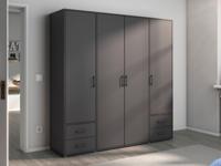 Kledingkast VOLTARI 4 deuren 4 lades metaalgrijs - thumbnail