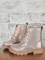 Geveterde en geritste hoge schonen voor kinderen, kleuterschoolcollectie goud - thumbnail