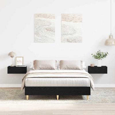 Bedframe Zwart eiken 120 x 200 cm Bewerkt hout