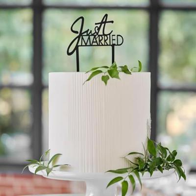 Ginger Ray taarttopper just married zwart 16,5 cm | 20 stuks