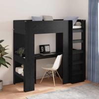 Loft Bedframe met Bureau Zwart Eiken 100 x 200 cm Bewerkt hout - thumbnail