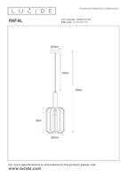 Lucide RAFAL - Hanglamp - Ø 20 cm - 1xE27 - Grijs - thumbnail