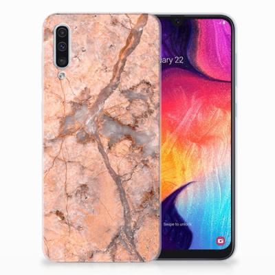 Samsung Galaxy A50 | TPU | Siliconen hoesje | Marmer Oranje Samsung Galaxy A50 | TPU | Siliconen hoesje | Marmer Oranje