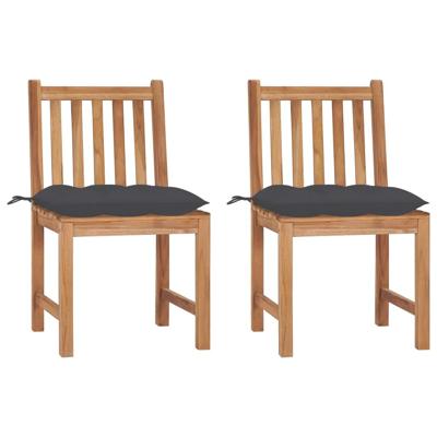 Tuinstoelen 2 st met kussens massief teakhout