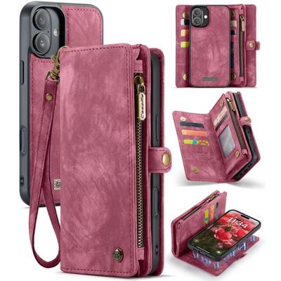 Caseme iPhone 16 hoesje - Vintage 2 in 1 portemonnee - Rood Caseme iPhone 16 hoesje - Vintage 2 in 1 portemonnee - Rood