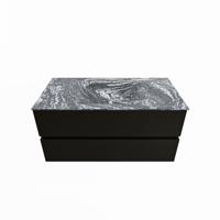 MONDIAZ VICA-DLUX 100cm badmeubel onderkast Urban 2 lades. Inbouw wastafel CLOUD midden 1 kraangat, kleur Lava. - thumbnail