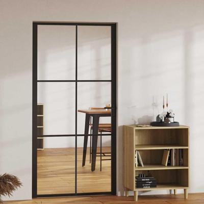 VidaXL Binnendeur 102,5x201,5 cm esg-glas en aluminium zwart