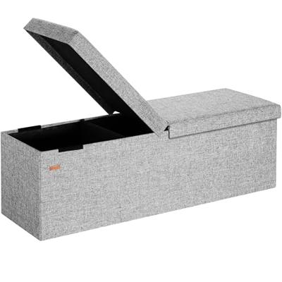 Opvouwbare Zitbank met opbergruimte en deksel - 115cm - Lichtgrijs Opvouwbare Zitbank met opbergruimte en deksel - 115cm - Lichtgrijs