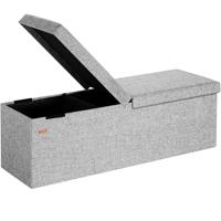 Opvouwbare Zitbank met opbergruimte en deksel - 115cm - Lichtgrijs - thumbnail