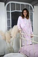 Warm roze nachthemd bloemen - thumbnail