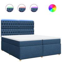 Boxspring met matras stof blauw 200x200 cm - thumbnail