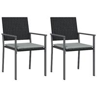 Tuinstoelen 2 st met kussens 54x62,5x89 cm poly rattan zwart - thumbnail