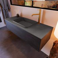 Badkamermeubelset Mondiaz Erin 120 cm met 1 Lade met RIDGE Wastafel Midden Dark grey met 1 kraangat Greeploos Mat Antracite - thumbnail