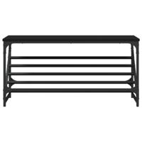 VidaXL Schoenenrek 90x30x45 cm bewerkt hout zwart - thumbnail
