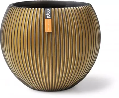 Capi Bloempot Vaas Bol Groove Goud-Zwart Ø29cm