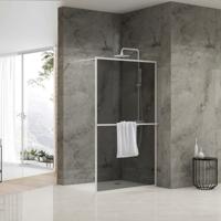 Inloopdouche Van Rijn ST04 Met Handdoekstang 90x200 cm 8 mm Rookglas Wit - thumbnail