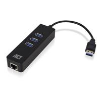 ACT AC6310 SuperSpeed USB Hub 3.2 | 5 Gbps | 3x USB-A | 1x Gigabit Ethernet | Zwart - thumbnail