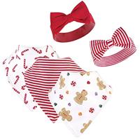 Hudson Baby Unisex Cotton Bib and Headband Set, Sugar Spice, One Size - thumbnail
