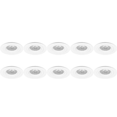 Spot Armatuur 10 Pack - Pragmi Rodos Pro - GU10 Inbouwspot - Rond - Wit - Aluminium - Ø93mm