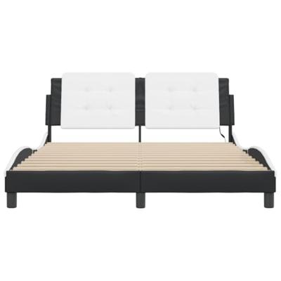Bedframe met LED-verlichting kunstleer wit en zwart 160x200 cm