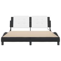Bedframe met LED-verlichting kunstleer wit en zwart 160x200 cm - thumbnail