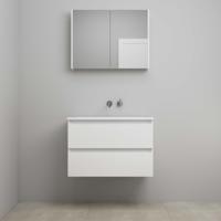 On-Line Badkamermeubelset - 80 cm - Voorgemonteerd - Acryl Wastafel - zonder Kraangat - Spiegelkast - Hoogglans Wit - thumbnail