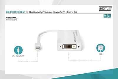 Digitus DB-340509-002-W DisplayPort-kabel DVI / HDMI / DisplayPort Adapter DisplayPort-bus, HDMI-A-bus, DVI-D 24+1-polige bus 0.20 m Wit Afgeschermd (dubbel), Digitus DB-340509-002-W DisplayPort-kabel DVI / HDMI / DisplayPort Adapter DisplayPort-bus, HDMI-A-bus, DVI-D 24+1-polige bus 0.20 m Wit Afgeschermd (dubbel),