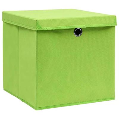 VidaXL Opbergboxen met deksel 10 st 32x32x32 cm stof paars