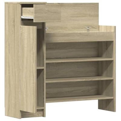 VidaXL Schoenenkast 100,5x28x100 cm bewerkt hout sonoma eikenkleurig VidaXL Schoenenkast 100,5x28x100 cm bewerkt hout sonoma eikenkleurig