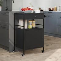 Keukentrolley 56x43x89,5 cm bewerkt hout zwart - thumbnail