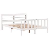 Bedframe zonder matras massief grenenhout wit 135x190 cm - thumbnail