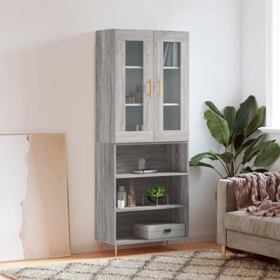 Hoge kast 69,5x34x180 cm bewerkt hout grijs sonoma eikenkleurig