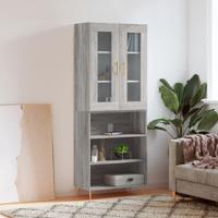 Hoge kast 69,5x34x180 cm bewerkt hout grijs sonoma eikenkleurig - thumbnail