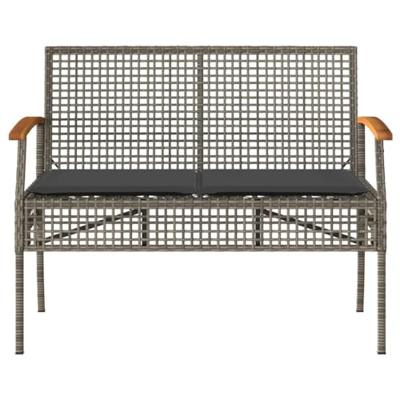 4-delige Loungeset met kussens poly rattan grijs